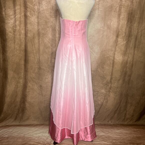Morgan and Co. Vintage Y2K Strapless Ombre Maxi Dress Floral Embroidered Pink - Picture 2 of 12